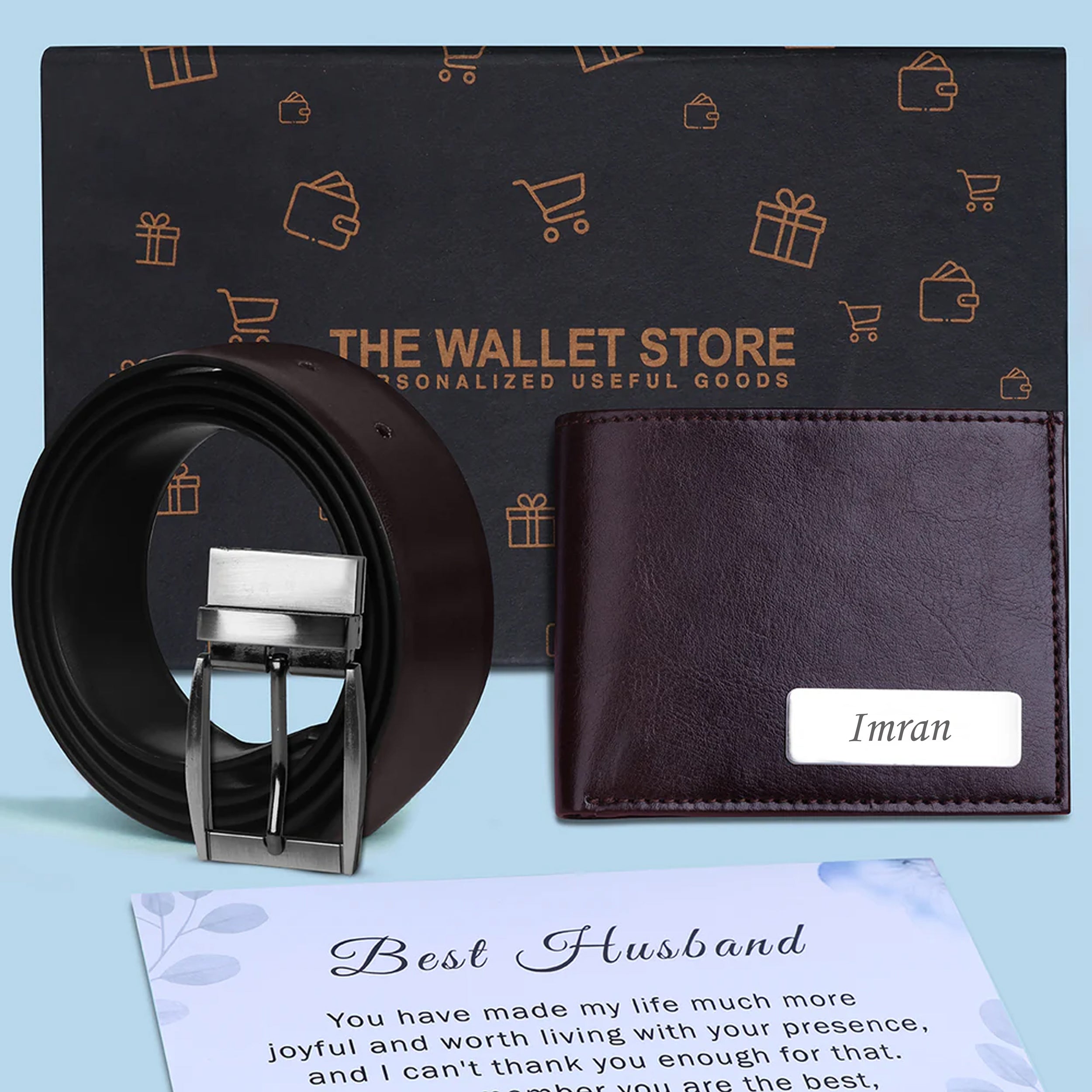 Personalized Men's Leather Belt & Wallet Gift Set