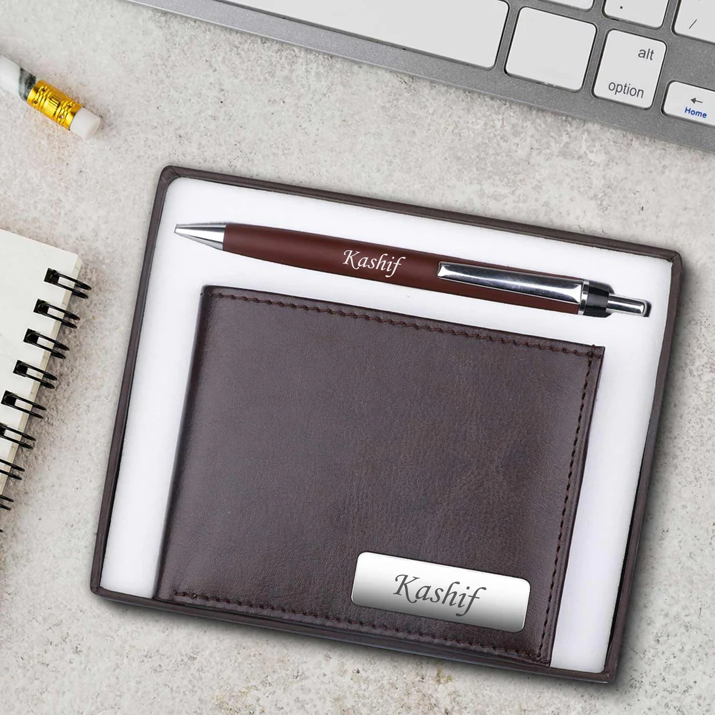 Personalized Men's Wallet & Pen Gift Set