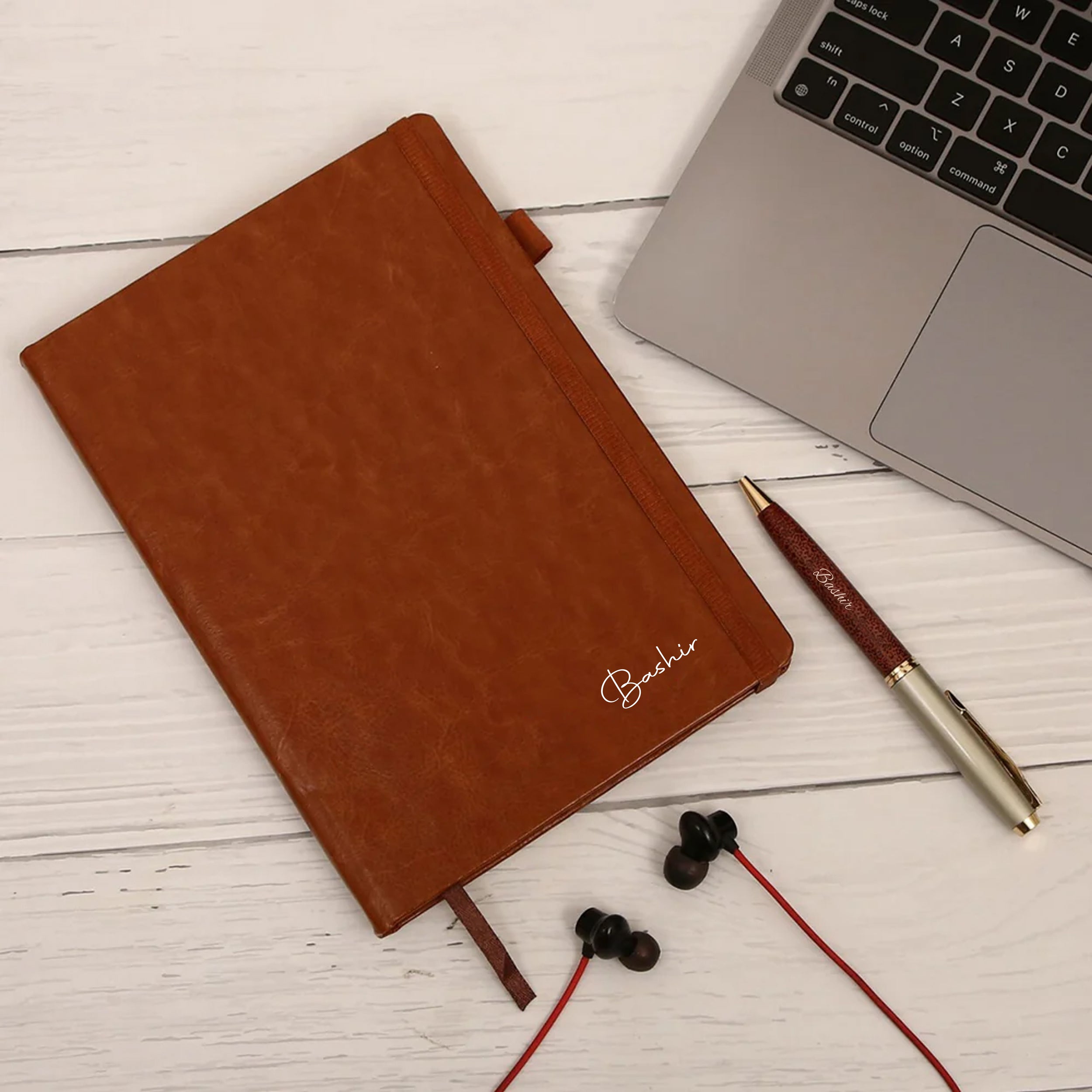 Personalized Brown Diary With Pen Combo