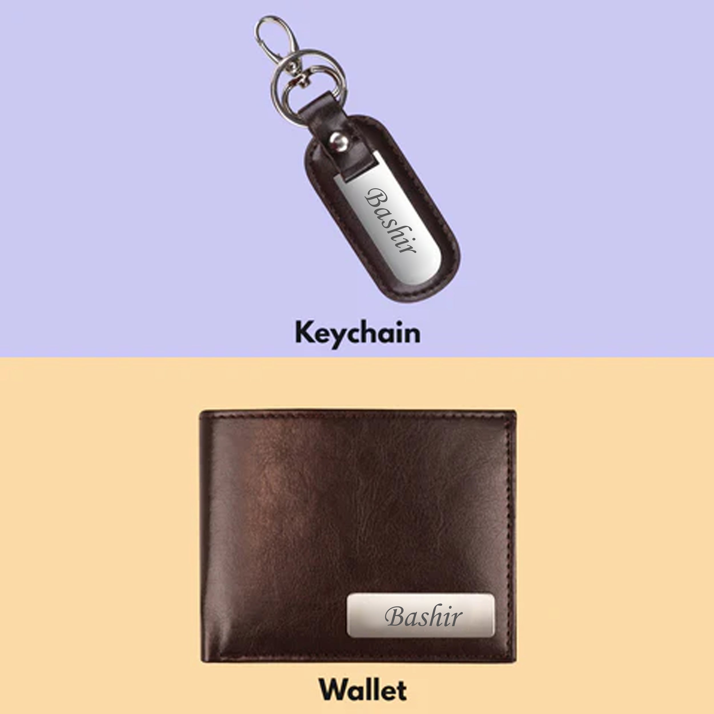 Personalized Wallet & Keychain Combo With Name