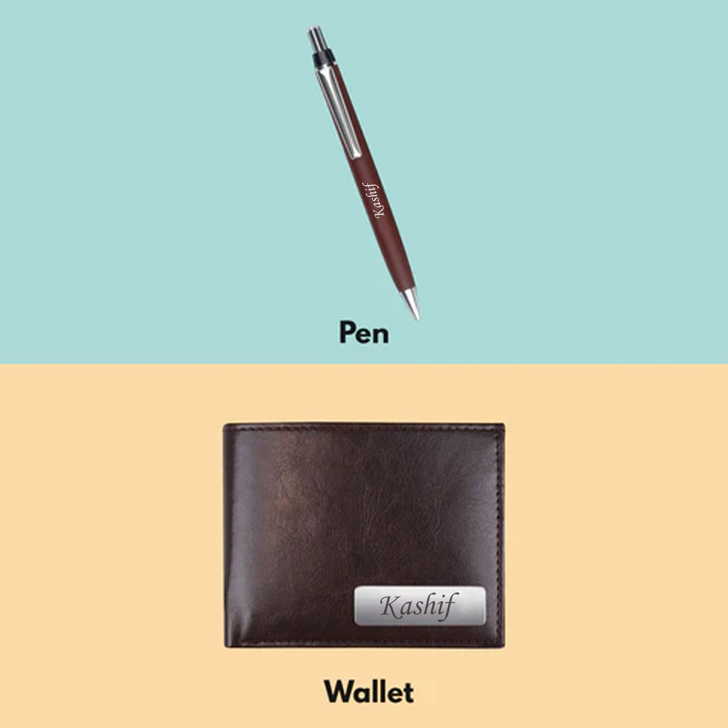 Personalized Men's Wallet & Pen Gift Set