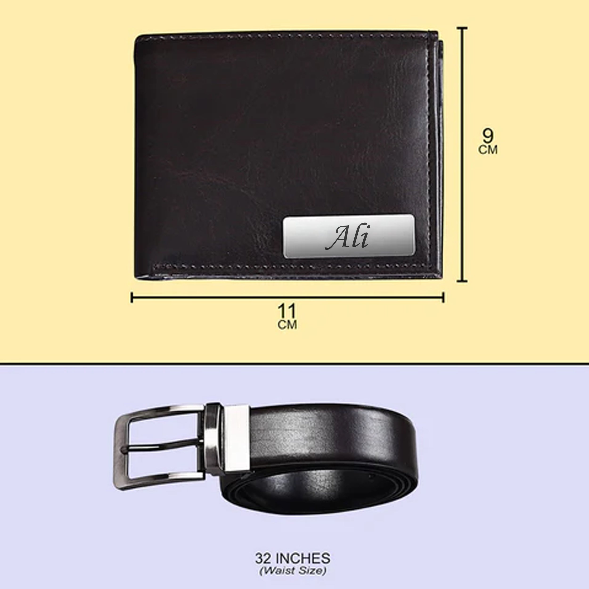 Personalized Men's Wallet & Belt Gift Set