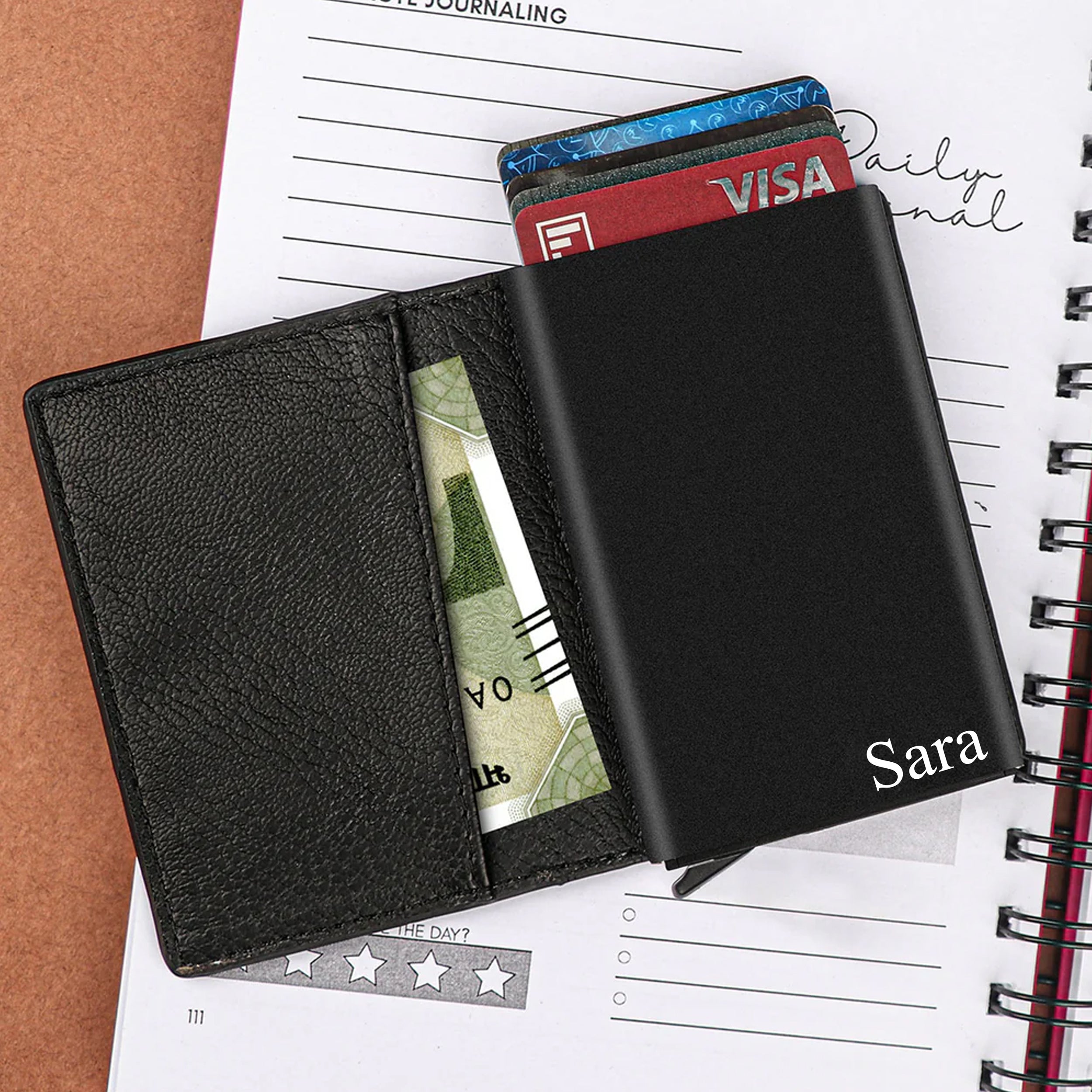 Personalized RFID Protected Metal Card Holder With Cover