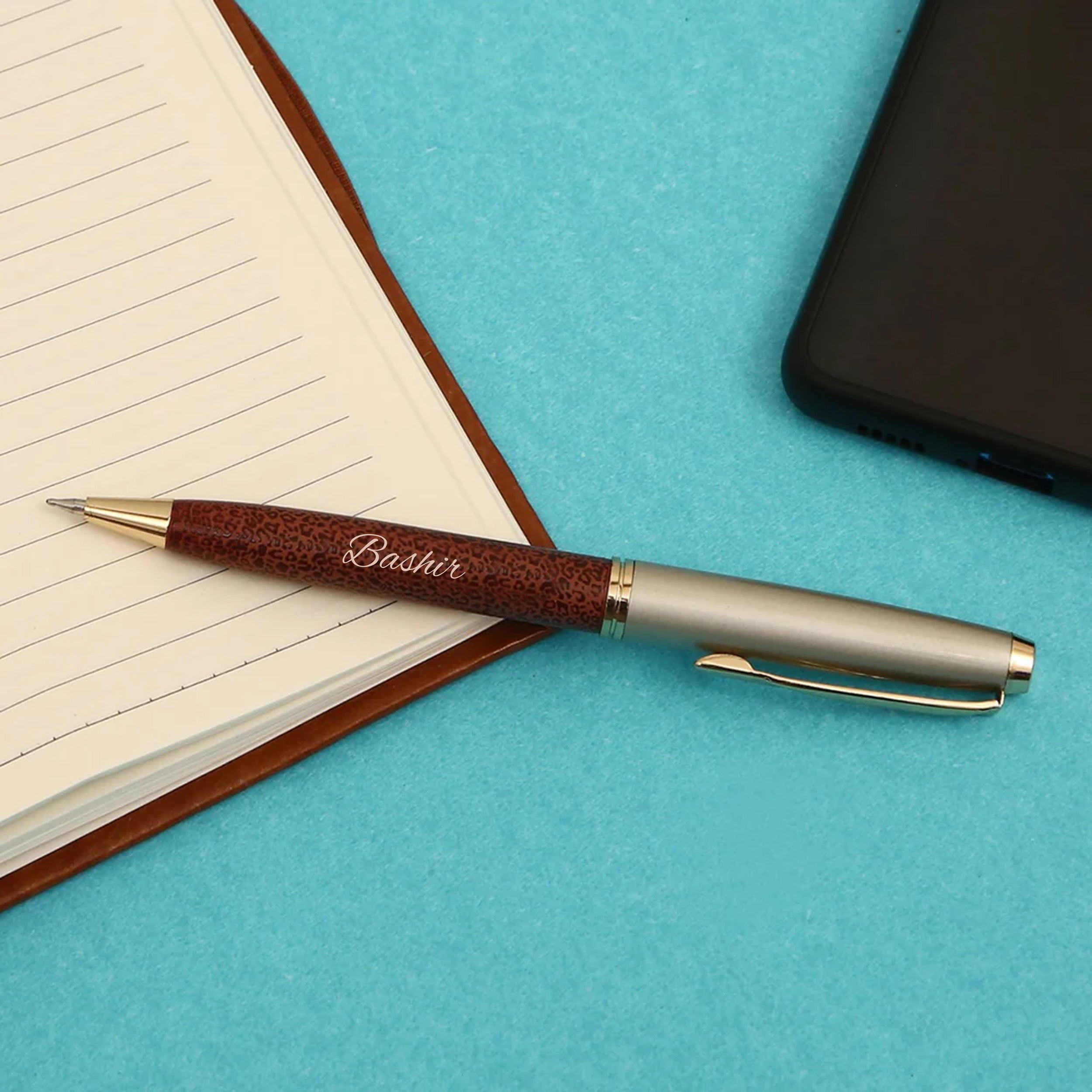 Personalized Brown Diary With Pen Combo