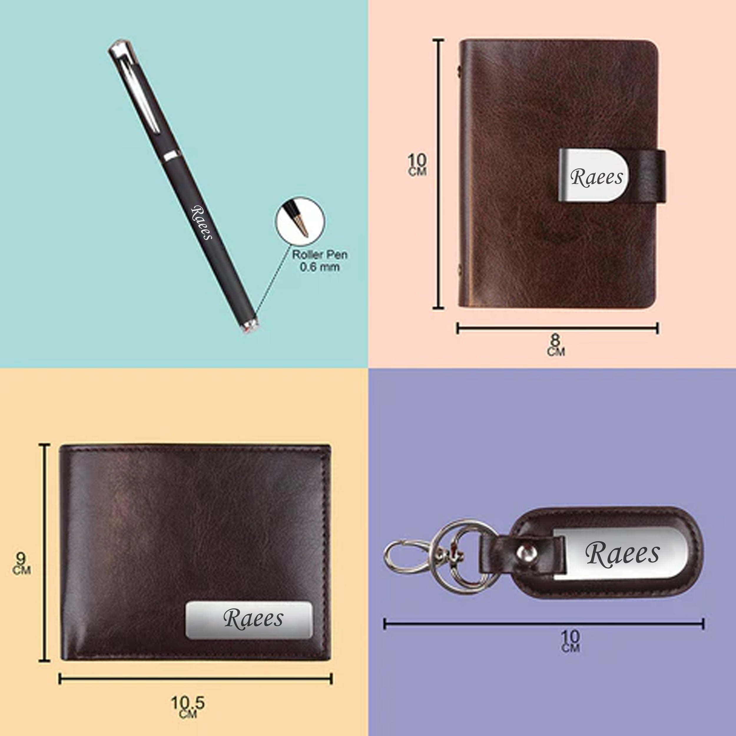 Personalized Men's Wallet Combo with Pen, Keychain & Cardholder