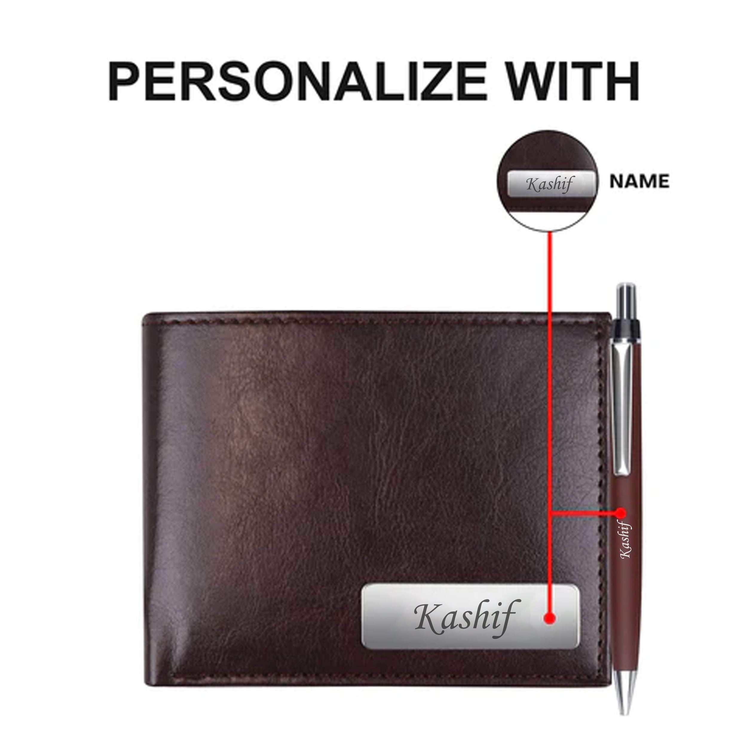 Personalized Men's Wallet & Pen Gift Set