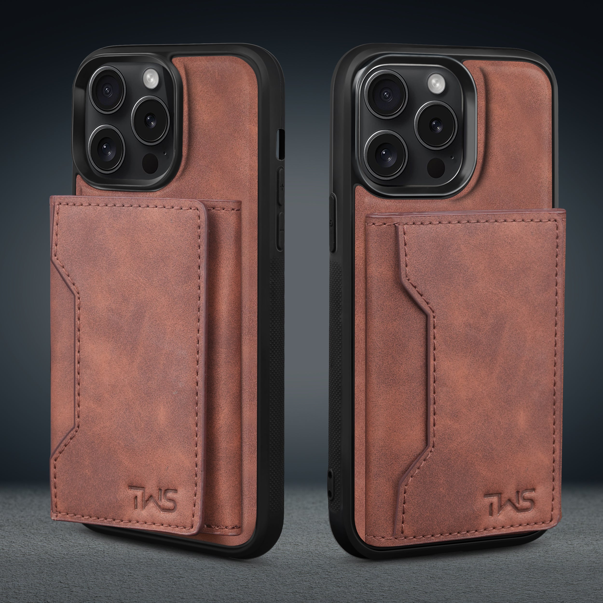 Premium Leather iPhone Case Cover With Detachable Cardholder - Brown