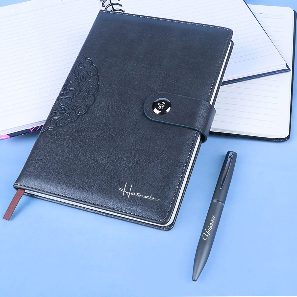 Custom Personalized Gift Set - Diary, Pen, Keychain, Steel Bottle