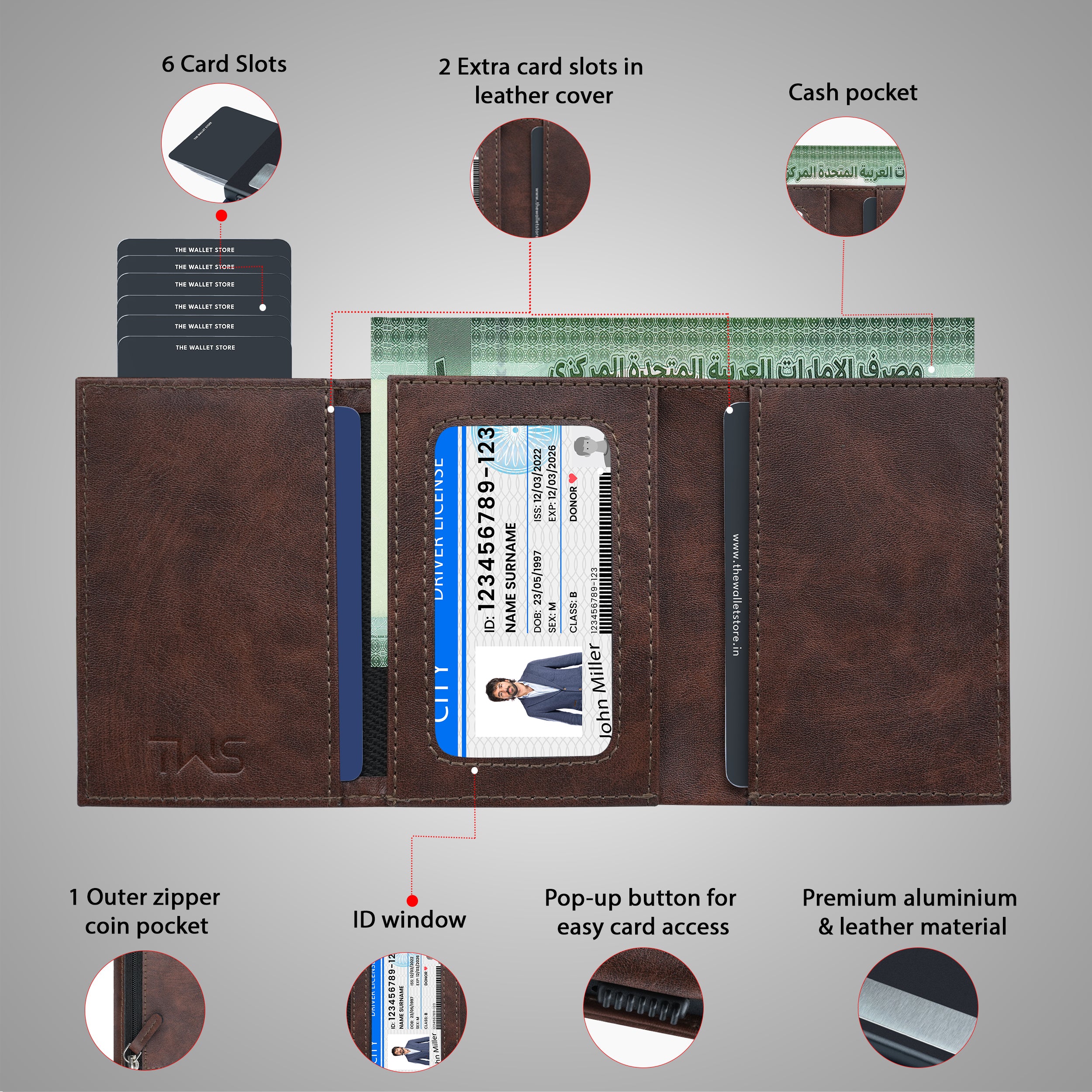 Defender RFID Protected Wallet Cardholder - Brown