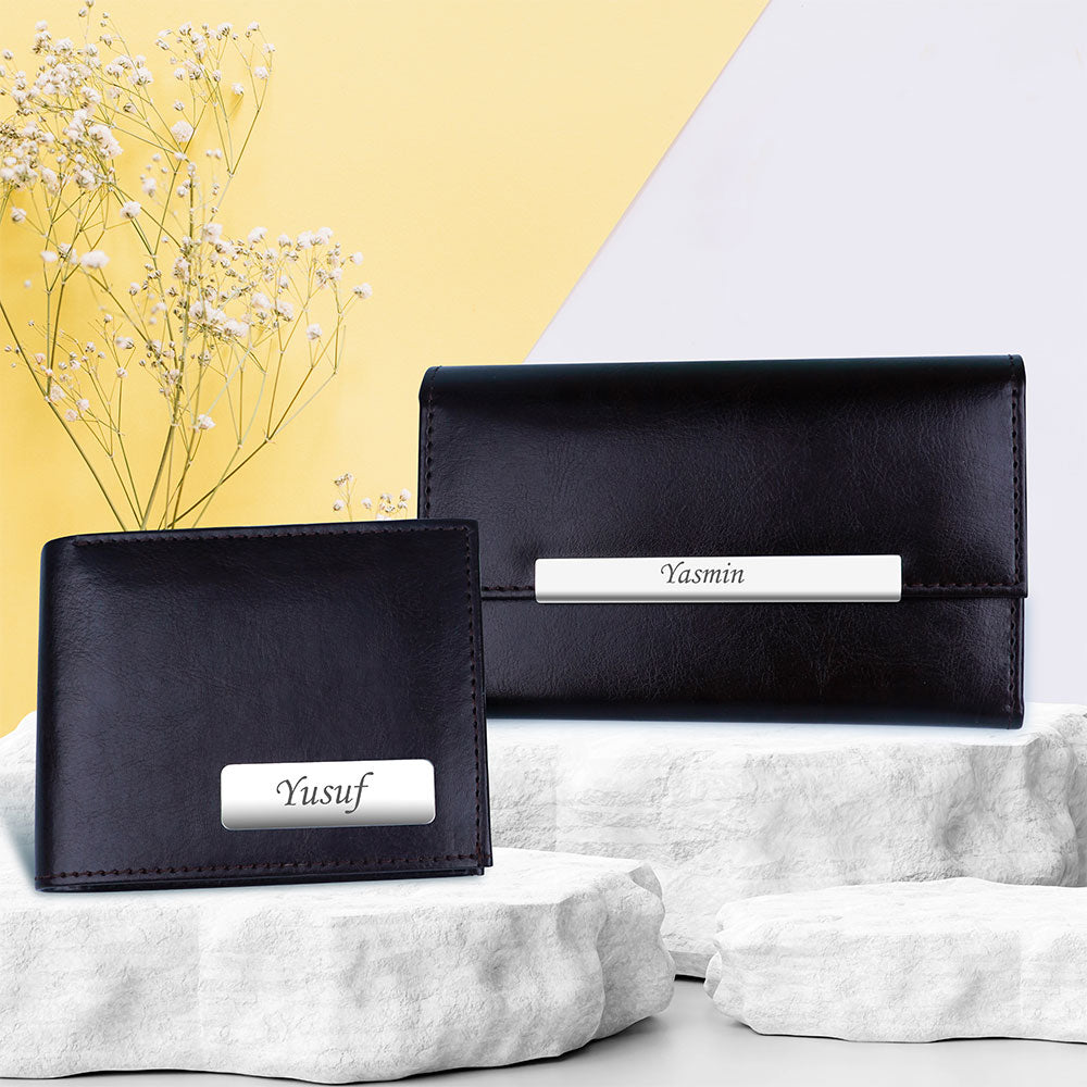 Personalized Wallet and Clutch Gift Set for Couples